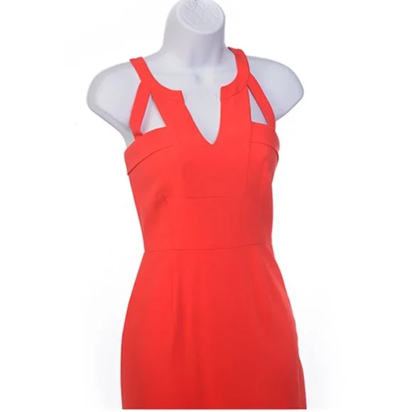 BCBGMAXAZRIA Cocktail Orange, Tangerine Sheath With Cut-out Bodice Sz 4 NWOT - Picture 4 of 9